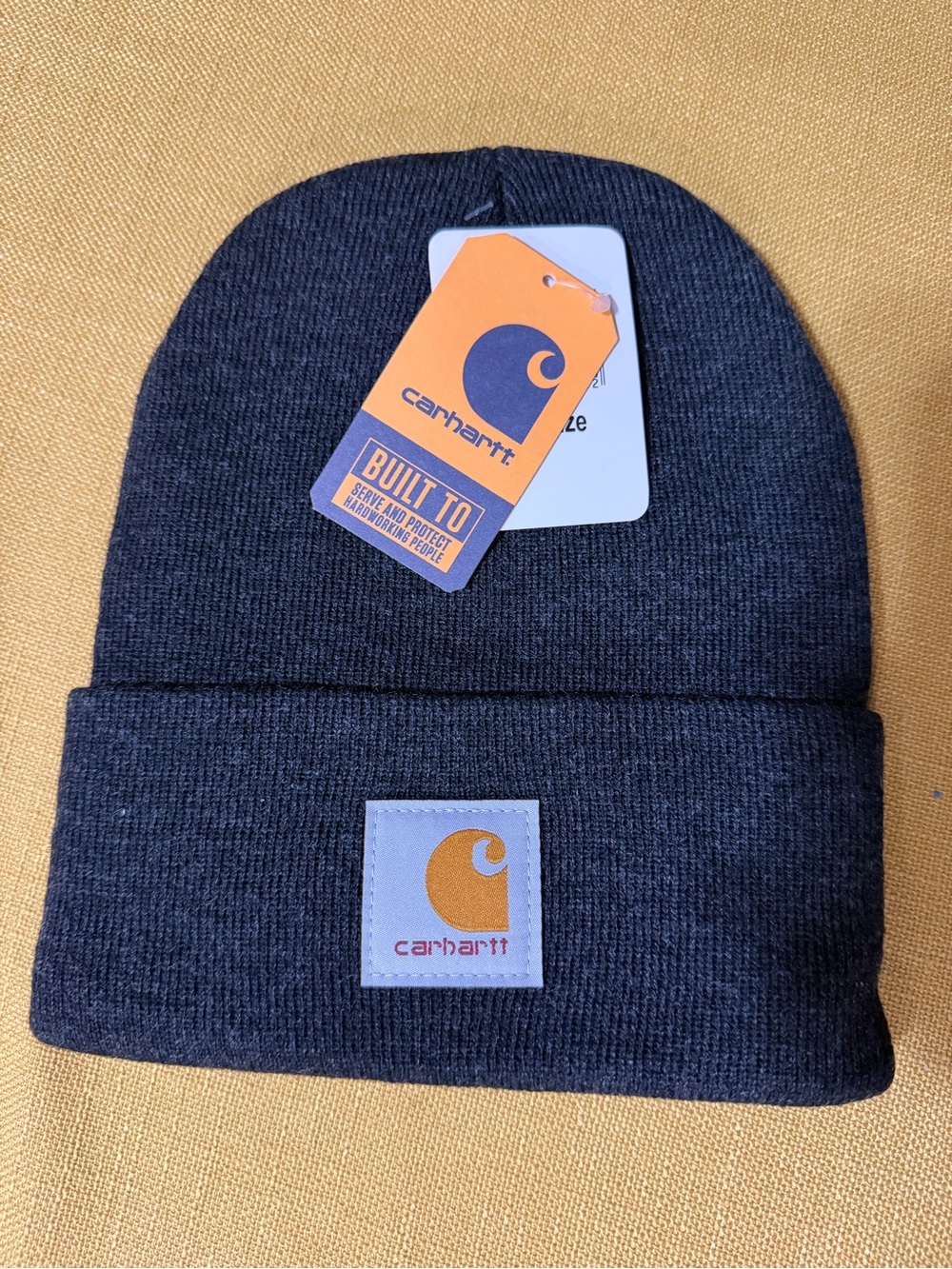 Carhartt Charcoal Knit Cuffed Beanie with Logo Patch